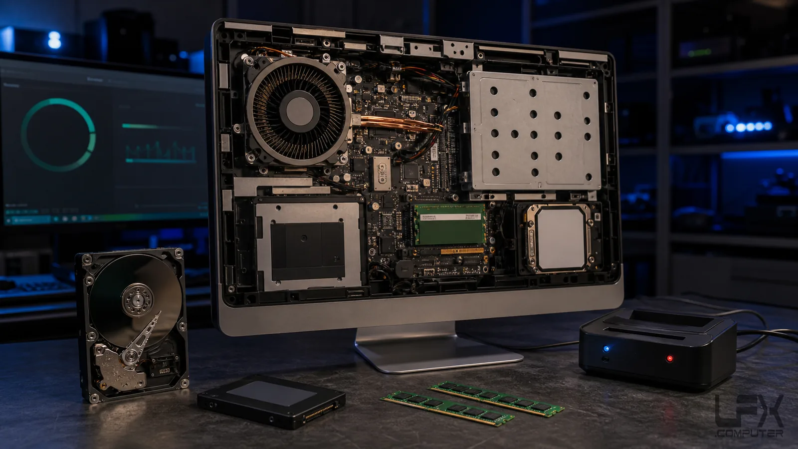 All-in-one computer hard drive SSD and memory upgrade