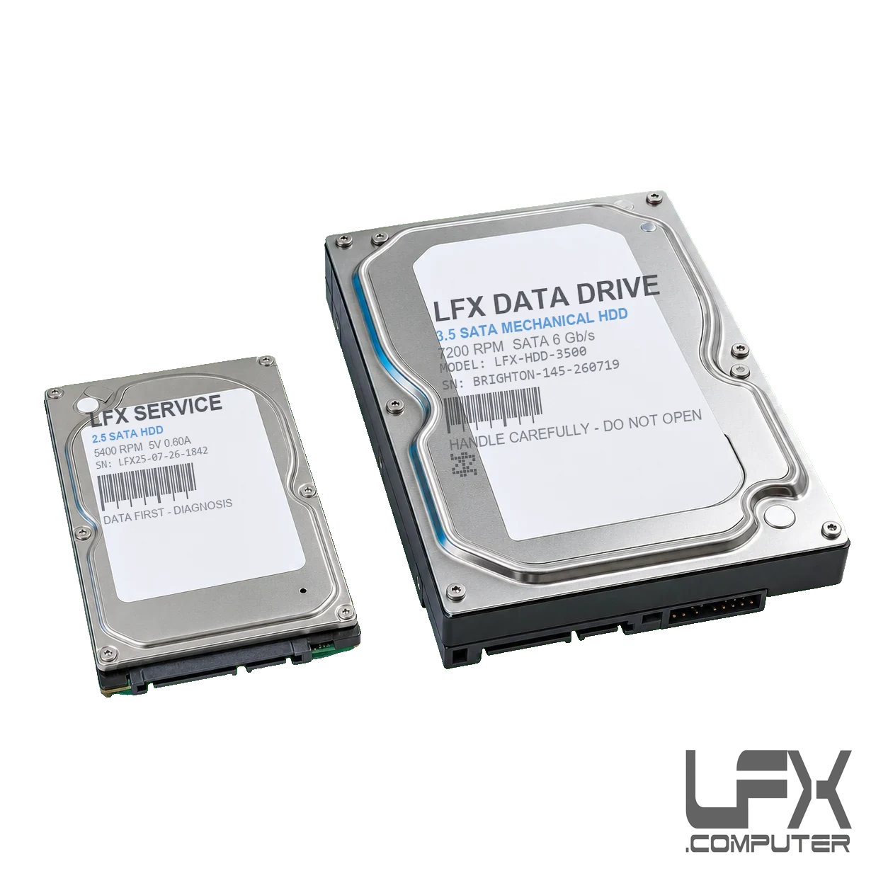 Two point five inch and three point five inch mechanical hard drives