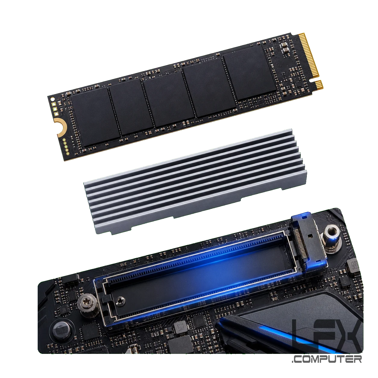 M dot 2 NVMe SSD with heatsink and motherboard slot