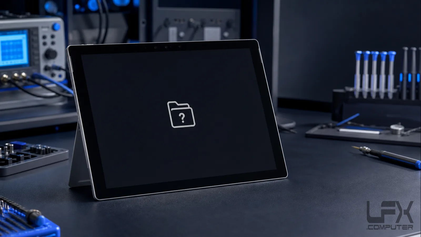 Surface Pro style tablet showing a non booting startup problem