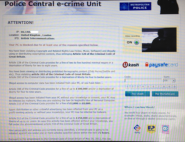 Virus removal Brighton Fake ransomeware Ukash virus